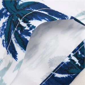 Short de bain décontracté pour homme à imprimé palmiers, séchage rapide, avec cordon de serrage, motif blanc et bleu, taille mi-haute, longueur courte - Product Image 5