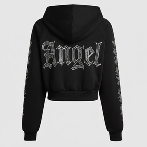 Custom Rhinestone Zipper-Up Logo Fleece Oversized Fit Heavy 100% Cotton Acid Wash <b>Sun</b> Faded Winter Unisex Sweatshirt Streetwear - Product Image 2