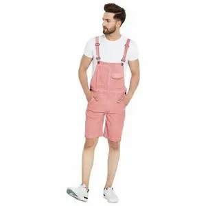 Erkek kot tulum pantolon kısa tulum genel şort parantez Denim Dungarees sokak tarzı