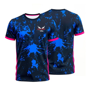 เสื้อยืดแขนสั้นผู้ชาย ทรงปกติ แห้งเร็ว ลายพิมพ์สีน้ำเงิน สไตล์สตรีทแวร์ คอกลม ผ้าโพลีเอสเตอร์ถัก - Product Image 1