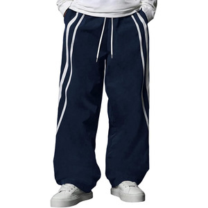 Men's Baggy Track Pants Y2K Streetwear Pants <b>Drawstring</b> Letter Pockets Casual Lounge <b>Trousers</b> - Product Image 1