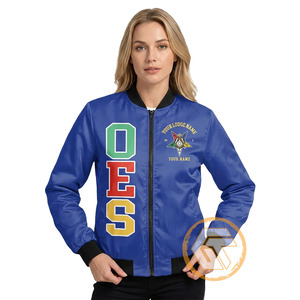 Customized Order Eastern <b>Star</b> Satin Embroidered Quilted Windproof Breathable Waterproof Autumn Varsity <b>Jacket</b> Stand 100% Silk - Product Image 3