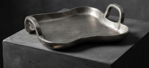 Plateau de service de luxe en métal argenté ondulé, avec poignée en boucle, pour centre de table de salon, décoration, vente en gros - Product Image 4
