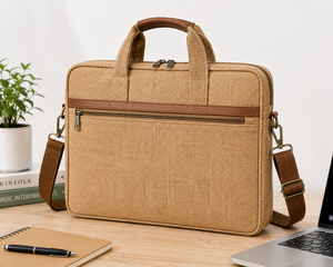 AMANI Jute Laptop Briefcase Business Classic Shoulder <b>Bag</b> Handle Closure Eco-Friendly <b>College</b> Fashionable Protective Laptops - Product Image 3