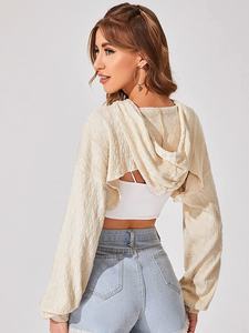 Crop top running ensemble ensemble Manches Longues % 100 coton MINCE À Manches Longues CropTop plussize à capuche femmes crop top Pas Cher prix - Product Image 5