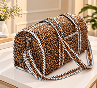 Sac de voyage à imprimé léopard, grande capacité, en coton durable, fermeture éclair, style week-end