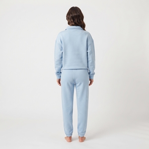 Women's Heavyweight Tracksuit Zip Neck Sweatshirt Wide Leg <b>Jogger</b> <b>Matching</b> <b>Set</b> Solid Color Athletic Casual Wear Wholesale - Product Image 6