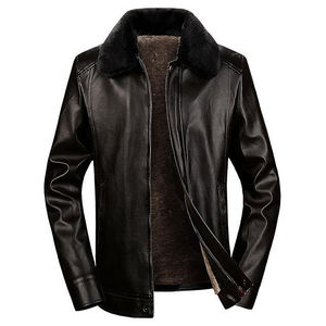 <b>Men's</b> Ranch Style Leather <b>Jacket</b> Breathable Quick-Dry Nylon/Cotton Shell Stand Collar Zipper Front Casual Winter Outerwear - Product Image 4