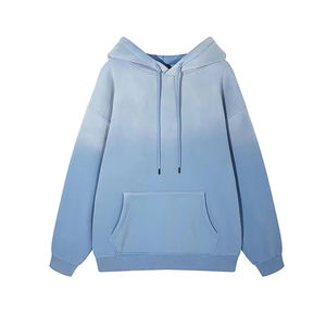 Sweat-shirt à capuche unisexe bleu clair surdimensionné, couleur unie, décontracté, avec poche, manches classiques, en tissu French Terry - Product Image 1