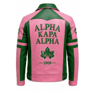 Greek Alpha Inspired Genuine Leather <b>Jacket</b> for <b>Men</b> Retro Greek Alpha Style Leather <b>Jacket</b> for <b>Men</b> - Product Image 3