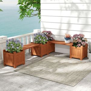 Fioriera in Legno Massello con Panchina Integrata per Giardino e Patio Esterno - Product Image 5