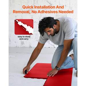 Dalles de sol sèches rouges 12 x 12, 8 pièces, emboîtables, surface d'entraînement polyvalente, pour piste de danse, hockey et tir, 8 m² Ft/Boîte - Product Image 5