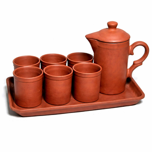 Handcrafted <b>Clay</b> Vintage Drink Holder <b>Set</b> Jug-Eco-Friendly Reusable Anti-Slip Portable 100% Biodegradable Washable SwamiG TradeX - Product Image 2