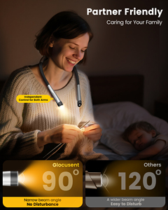 Lámpara de Lectura LED Ergonómica Recargable por USB C de 1600 mAh, de Larga Duración, Portátil, con Colgador Flexible para el Cuello, Ayuda para Dormir - Product Image 6