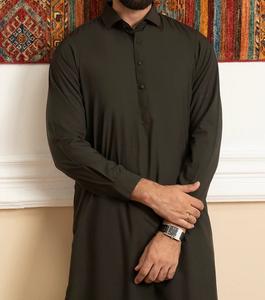 Dernier design traditionnel ethnique afghan musulman, shalwar kameez noir pour homme, ensemble 2 pièces, col respirant, style classique, robe de fête - Product Image 6