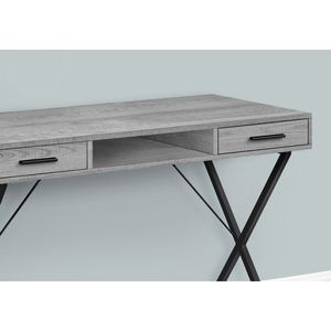 Scrivania per Computer Contemporanea da 42 Pollici in Laminato Grigio e Metallo Nero per Ufficio Domestico, Configurazione Sinistra e Destra con Cassetti Portaoggetti - Product Image 3