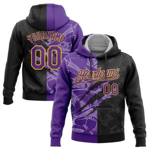 Sudadera con Capucha Personalizada para Hombre, Diseño de Grafiti Morado y Negro, Sublimación, Poliéster, Ropa Deportiva Informal para Otoño - Product Image 1
