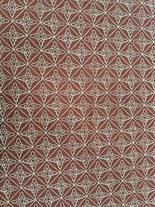 Tissu en coton marron rouille en gros avec motif géométrique étoilé crème et broderie Dori en treillis, travail de cordon 3D pour robes - Product Image 4