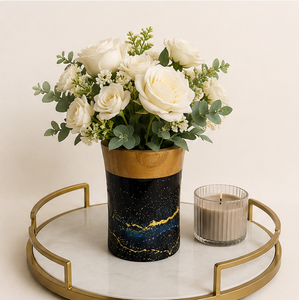 Jarrón de Flores de Madera Cósmica Pintado a Mano de Lujo, Decoración Moderna para Mesa de Salón y Hotel, Jarrón de Madera Hecho a Mano - Product Image 4