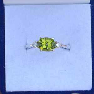 Dainty <b>Peridot</b> Solitaire <b>Ring</b> 925 Sterling Silver Green Gemstone Elegant Engagement <b>Ring</b> Gift For Her - Product Image 4