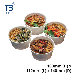 Bol en papier blanc jetable de qualité supérieure avec couvercle, 1000cc, grand récipient pour stand alimentaire, traiteur et événements – Fournisseur Malaisie - Product Image 1
