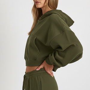 Novedades: Sudadera con capucha y cremallera de estilo urbano, color liso, diseño de última moda, ideal para entrenamiento y jogging. - Product Image 5