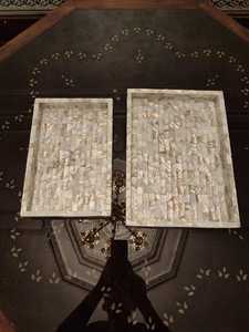 Arabic Serving Tray With Mother of Pearl Inlay Contemporary <b>Mosaic</b> Pattern Decorative Ramadan Accent for Serving Art Crafts - Product Image 4