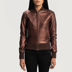 Chaqueta de Motociclista para Mujer, 100% Piel de Oveja Genuina, Transpirable, Ecológica, Acolchada, Empaque Premium, Negra Lisa - Product Image 3