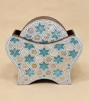 Ensemble de sous-verres en mosaïque faits à la main avec support décoratif, sous-verres géométriques incrustés pour la décoration de table à la maison