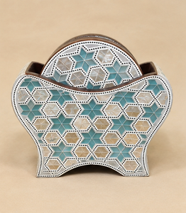 Ensemble de sous-verres en mosaïque faits à la main avec support décoratif, sous-verres géométriques incrustés pour la décoration de table à la maison - Product Image 3