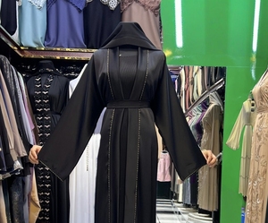 High Quality Modest Dubai Beaded Sequined <b>Long</b> Sleeve Abaya Muslim Traditional Handmade Wedding Women Breathable V Neck - Product Image 1