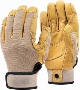 Gants en cuir à doigts entiers, noirs, antidérapants, unisexes, toutes saisons, paume en cuir, idéaux pour l'escalade, l'alpinisme, etc. - Product Image 4