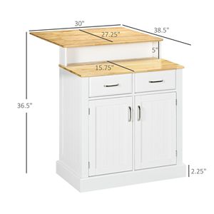 2-Layer <b>White</b> <b>Wooden</b> Kitchen <b>Sideboard</b> with Adjustable Shelves <b>and</b> Drawers Buffet Cabinet Kitchen Islands & Carts - Product Image 3