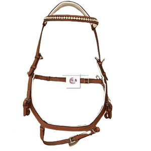 Bride d'équitation en cuir véritable de haute qualité avec bande de front en cristal Produit équestre avec logo personnalisé - Product Image 2