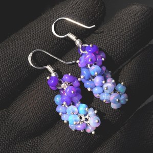 Boucles d'oreilles pendantes HAYAAT GEMS en opale éthiopienne, plaqué or, argent 925, perles cabochon bleues multicolores, bijoux ethniques de mariage - Product Image 1