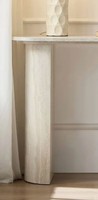 Table console en travertin beige de qualité supérieure, plateau demi-rond en pierre, pieds en colonne, meubles pour salon et entrée, article en gros