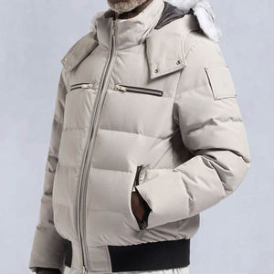 Chaqueta Acolchada Beige para Mujer con Capucha con Ribete de Piel, Cierre de Cremallera, Manga Larga, Abrigo Grueso de Invierno, Color Sólido, Relleno de Poliéster - Product Image 5