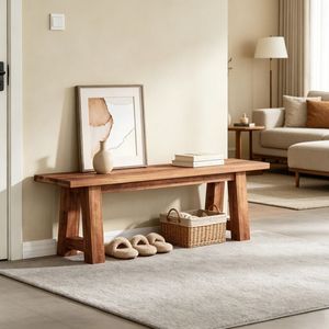 Panca da Esterno Classica Contemporanea in Legno Massello per Hotel, Centri Commerciali, Parchi, Soggiorni e Scuole, Ideale per Terrazze - Product Image 1