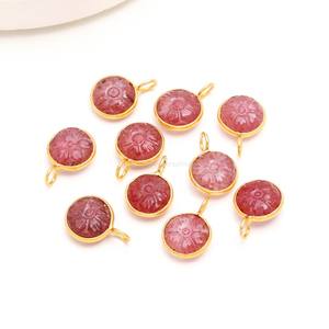 Colgante de cuarzo rosa natural tallado a mano con forma de flor, piedra preciosa de cuarzo rosa en plata de ley 925 para joyería. - Product Image 1