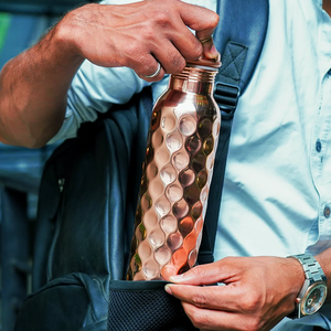 Gorgeous Copper <b>Bottles</b> Hammered-Lined Design Metal <b>Bottle</b> Antique Copper Polish(38 Oz) 2025 Water <b>Bottle</b> in Discounted Price - Product Image 1