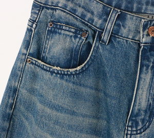 MEESAM LEATHER HOSIERY Jeans de mezclilla unisex 100% algodón de secado rápido, cintura alta, peso pesado, estilo vintage, corte regular, rectos, con relieve - Product Image 5