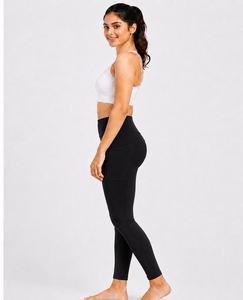 Black High-Waist Women's Yoga Pants Breathable Stretch Knitted Weaving Fabric <b>Butt</b> <b>Enhancement</b> Support Ruched Solid - Product Image 2