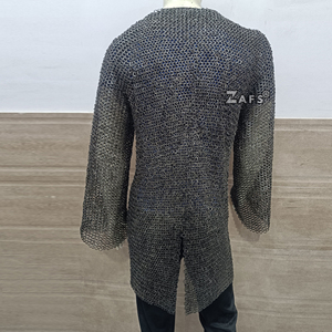 เสื้อเกราะเหล็กยุคกลางทำมือ  แบบวงแหวนติดเรียบ  วัสดุสแตนเลส  สำหรับชุดเกราะ SCA และชุดคอสตูมสำหรับการแสดงประวัติศาสตร์ - Product Image 4