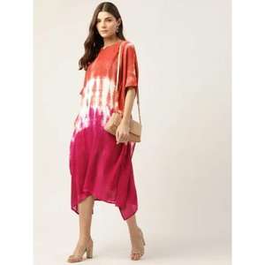 ชุดเดรสผ้าฝ้ายทำมือลายมัดย้อมแบบใหม่ล่าสุด ชุดชายหาดสไตล์คาฟตัน ลายมัดย้อม 100% ผ้าฝ้าย ชุดเดรสฤดูร้อนสำหรับผู้หญิง ดีไซน์หรูหรา - Product Image 5