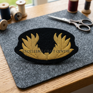 Custom Embroidered Cap Badge With Eagle And Laurel Wreath <b>Sew</b>-On Fabric Patch For Uniform Garment - Product Image 2