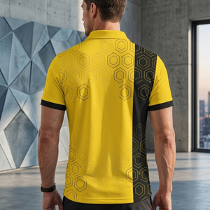 Camiseta Polo Sublimada Personalizada para Hombre, Manga Corta, Secado Rápido, Informal, Amarilla y Negra con Estampado - Product Image 2