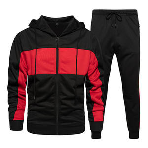 Men's Full <b>Zip</b> <b>Hooded</b> Tracksuit Color Block 2 Piece Jogging Suit Casual Gym Training Sportswear with <b>Zip</b> Pockets - Product Image 1
