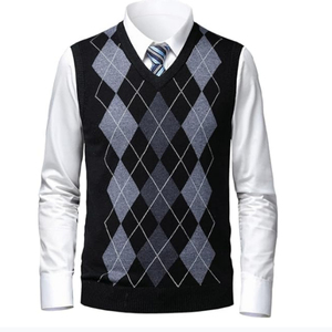 Vente en gros – Nouveauté 2026 – Gilet pull sans manches en cachemire pour homme, col en V, tricoté, épais, design personnalisé, haute qualité - Product Image 1