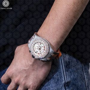Charm Jewells Montre de luxe pour homme en acier inoxydable, boîtier de 40 mm, accent diamant, cristal saphir, mouvement mécanique analogique, date automatique - Product Image 1