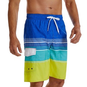 Shorts de bain rayés pour hommes, séchage rapide, avec cordon de serrage, bermudas dégradés, tenue décontractée de plage - Product Image 4